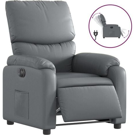 Fauteuil inclinable électrique, similicuir gris (1/5)