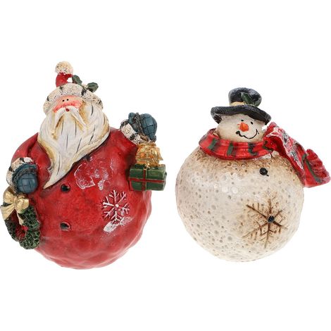 2 Pièces de en Résine Bonhomme de Neige Orné, Figurine de Bureau Rétro, Lot, pour Maison et Fête de, Ajoute Une - MMCD-ZGL-05109 (1/5)