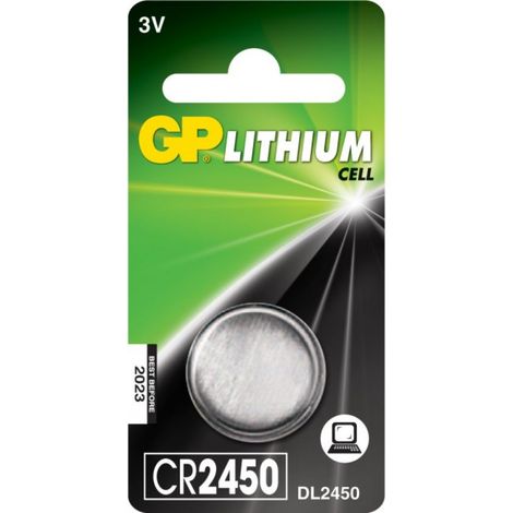 GP Battery Batteria al Litio a Bottone 3V CR2450 (Blister 1 Pezzo)