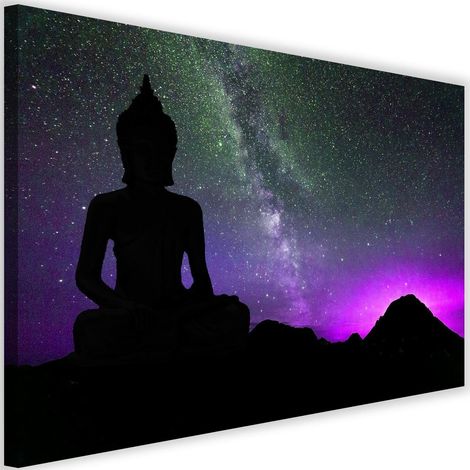Tableau sur toile Bouddha Aurore boréale 60x40 (1/5)