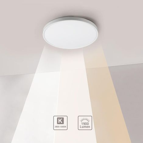 QAZQA Plafonnier LED 18W, Mince Lampe de Plafond, Température de Couleur Réglable LED Plafonnier Applicable à la Salle de Bain la Chambre la Cuisine le Salon le Balcon et le Couloir (1/5)
