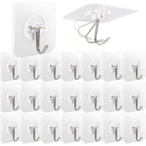 22 Pièces Crochet Adhésif Crochets Adhesifs Transparent Auto Adhesif, Pour Accroche Salle de 6x6cm Bain,Cuisine,Plafond,Accrocher,Mural,Porte,Peignoirs,Porte Serviette (1/5)