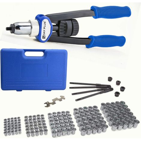 Lot de 150 pinces à riveter M5, M6, M8, M10, M12, mandrin en acier chrome-molybdène, poignée antidérapante pour tôles métalliques épaisses (pistolet à riveter). (1/5)