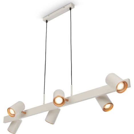 Briloner ERA Lampadario a sospensione, orientabile, attacco GU10, 6 luci, grigio chiaro, 110 x 24,9 x 120 cm