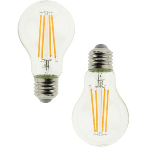 Ampoule LED à filament vintage A60 E27 – Transparente – 8 W – Remplace une ampoule à incandescence de 75 W – Blanc chaud 2700 K – 1055 lumens – Décorative – Style vintage – Classe énergétique A+ – Lot (1/5)