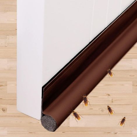96cm Bas de Porte Isolant Bas de Porte Unilatéral avec Joint D'étanchéité Auto-adhésif à Boucle et Crochet Boudin de porte Stop Froid Vent/Anti-Insectes/Cafard/Poussière (Un côté brun) (1/5)