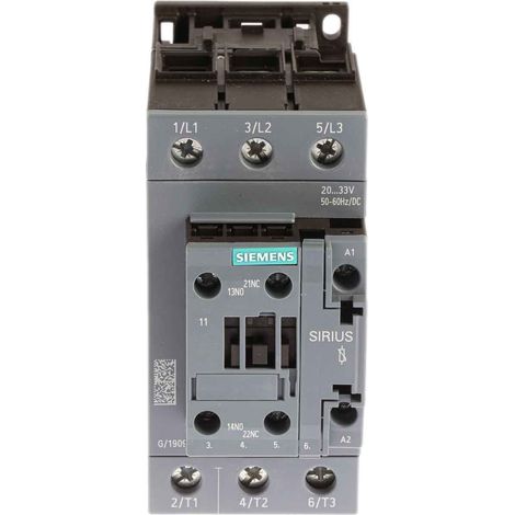 Contacteur Siemens série 3RT2, 3 pôles , 3NO, 80 A, 24 V (c.a./c.c.), 37 kW ( Prix pour 1 )