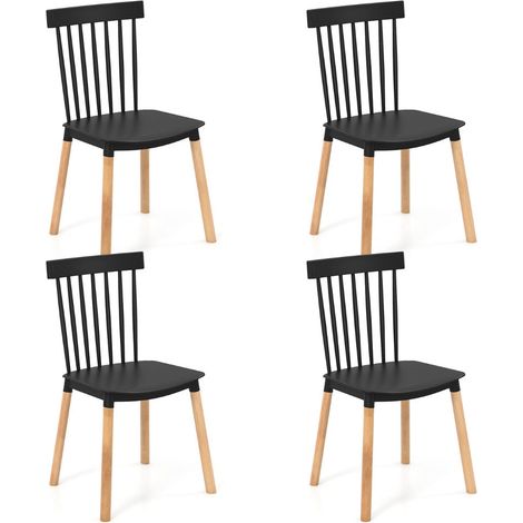 Set di 4 sedie da pranzo 51,5 x 48 x 83 cm robuste stile moderno legno di faggio nero 200012597
