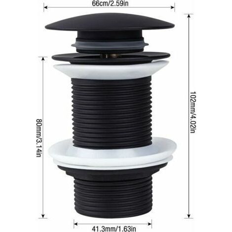 Bonde de Vidage Pop Up, Bonde Pop Up Sans Trop Plein, Universel Bonde de Lavabo Pop Up, Bonde Lavabo, Bonde de Vidange Lavabo, Bonde Découlement Noir pour Lavabo et Lavabo (1/4)