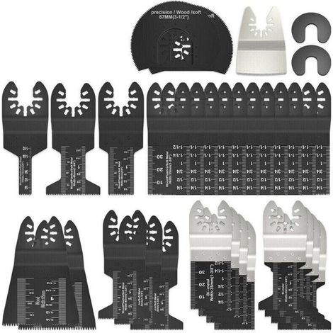 Ensemble de 31 lames de scie oscillantes pour outils multifonctions Dewalt et Makita, en carbure et métal. (1/5)