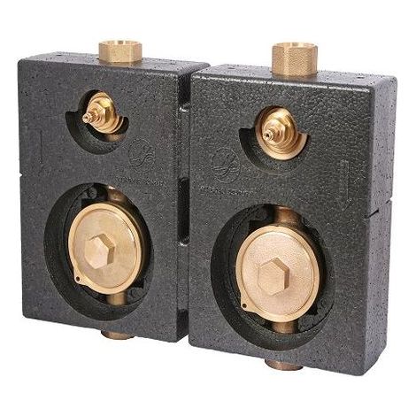 JS MONTAGEBLOCK DUO, TYP 2"-KOAX MIT BEF.-MATERIAL,IG 3/4",ROTGUSS (1/2)