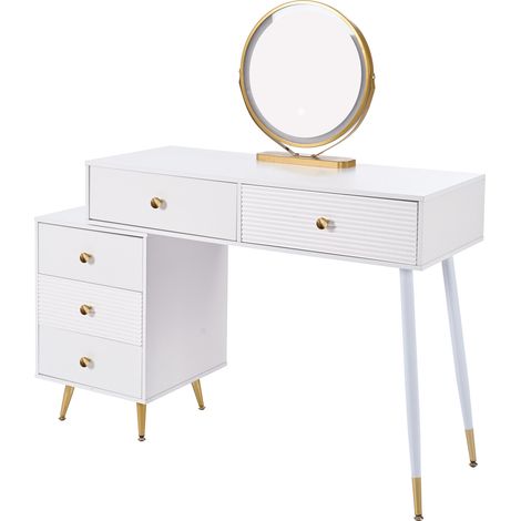 GagaCoiffeuse LED blanche avec miroir et rangement extensible (1/5)