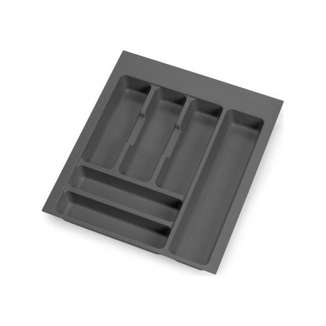 Cubertero Optima para cajón de cocina Vertex/Concept 500, módulo 450 mm, Tablero: 16mm, Plástico, gris antracita