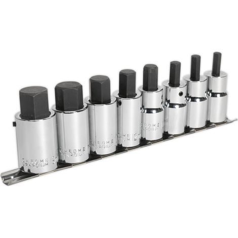Sealey Premier Hex Socket Bit Set 1/2""Sq Drive 8pc AK62258