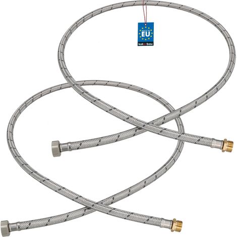 KOTARBAU® Lot de 2 Flexible Robinet 1/2" x 3/8" - Flexible Eau - Tuyau Robinet 140 cm - Mâle x Femelle - Rallonge Robinet Cuisine Flexible - Acier Inoxydable - Tuyau Flexible Plomberie (1/4)