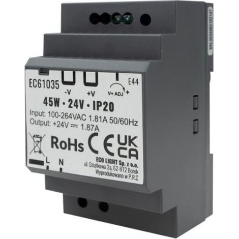 DIN-Schienen-Netzteil 45W 24V IP20 Eco Light EC61035 (1/2)