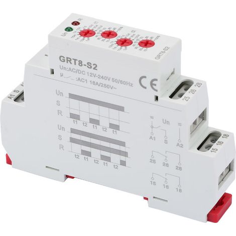 GRT8-S2 Mini-Asymmetrischer Zyklustimer EIN/AUS Wiederholungszykluszeitrelais AC/DC 12-240V (1/5)