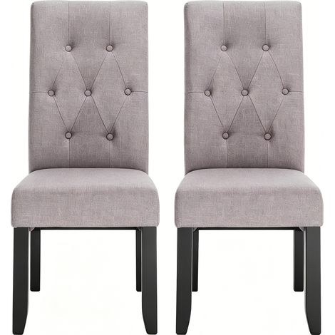 Sillas de comedor tapizadas gris claro con respaldo alto y patas de madera, 2 piezas HOMVRA (1/5)