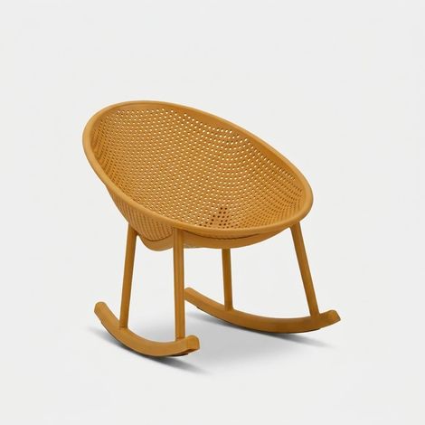 Sedia a Dondolo Ibiza Senape 66x88x80 cm in Polipropilene - Relax Moderno per Spazi Living - Serie 940 (1/5)
