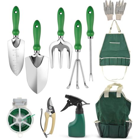 Ensemble d'outils de jardin, ensemble de travail de jardinage durable extérieur avec poignée ergonomique, ensemble d'outils de plantation de jardin, kit d'outils de jardin manuel en acier (1/5)