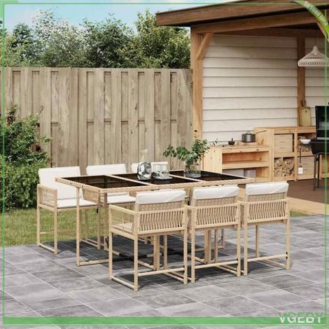 Ensemble de salle à manger de jardin - FAFEICY - 3211450 - Beige - 6 places - Résine tressée plateau verre trempé (1/5)