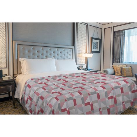 Copriletto estivo made in Italy 100% cotone piquet 3 misure fantasia Geometrica Rosso - Singolo