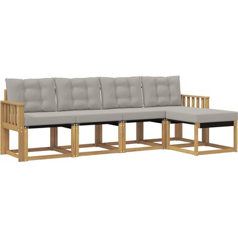 Conjunto de sofás de exterior 5 pcs Blanco y Gris Claro vidaXL (1/5)