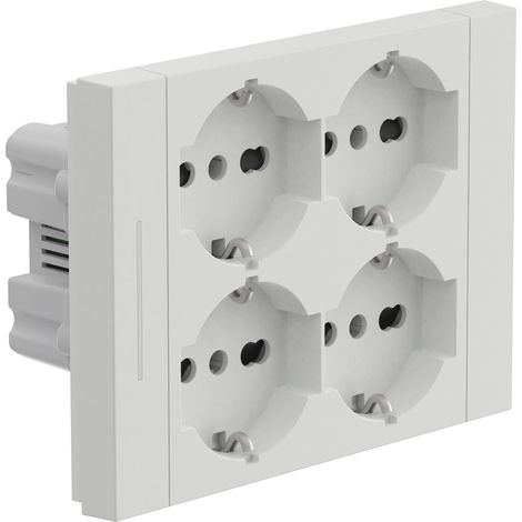 Electraline 22109 Multipresa da incasso Quadra 4 Posti Universali P40, compatibile con tutte le scatole da incasso 3 posti, Con interruttore/Deviatore, Bianco (1/5)