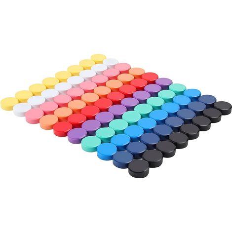 Aimant Frigo 80 pièces, puissant, 10 couleurs, mini rond plat pour tableau, frigo, photos. (1/5)