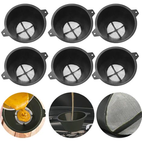 Lot de 6 filtres à peinture en plastique de 100 mm avec une fine maille en nylon, filtres à peinture réutilisables pour filtrer les résidus de peinture à base d'huile et à base d'eau ainsi que les rés (1/5)