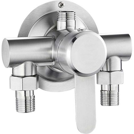 Mitigeur de douche mural en acier inoxydable avec commande d'eau chaude et froide, pour salle de bain, couleur argent. (1/5)