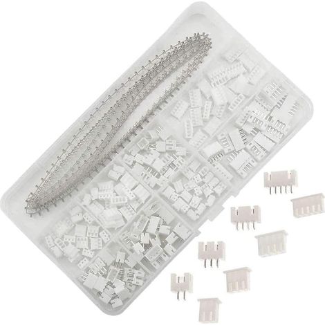 550Pcs JST Connecteur Kit avec 2.54mm JST-XH 2/3/4/5 Pin Mâle/Femelle Connecteurs, 2.54mm Broches Connecteurs Terminals, Micro Connecteur JST 2/3/4/5 Pin