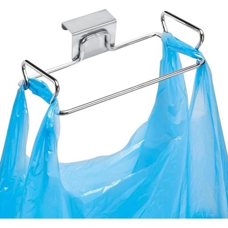 Distributeur de Sacs, Porte Sac Poubelle en Métal, Réutilisable Support Suspendu pour Sac à Ordures en Acier Inoxydable pour Armoire de Cuisine Tiroir Porte Arrière Crochet Cintres (1/5)