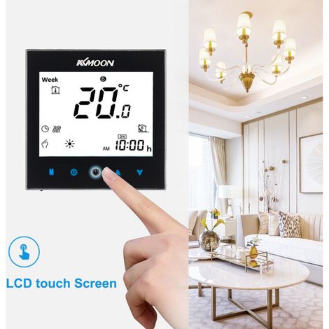 KKmoon Digitaler Fußbodenheizungsthermostat für elektrische Systeme, Boden- und Luftsensor, Energiesparend, AC 95–240 V, 16 A, LCD-Touchscreen, Raumtemperaturregler (1/5)