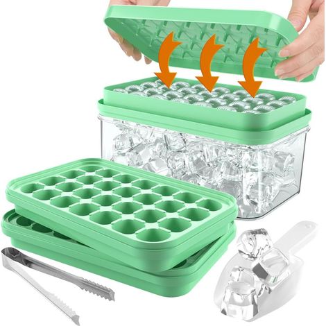 Empilables Bacs à Glaçons Bacs à Glaçons Moule à Glaçons en Silicone avec Couvercle Boîte de Glace (1/5)