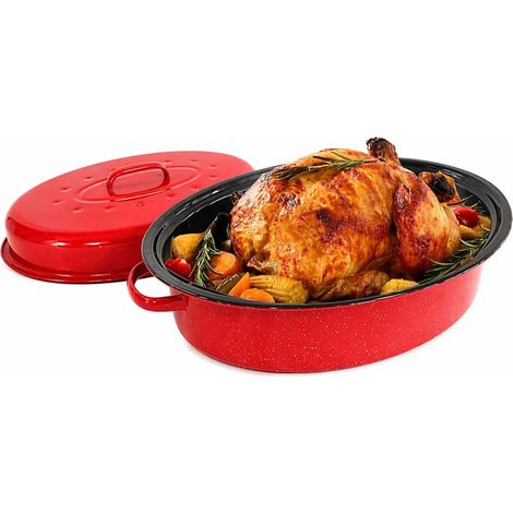 Rôtissoire rouge grand modèle 37x26,5x11,5cm 4L vapeur auto (1/5)