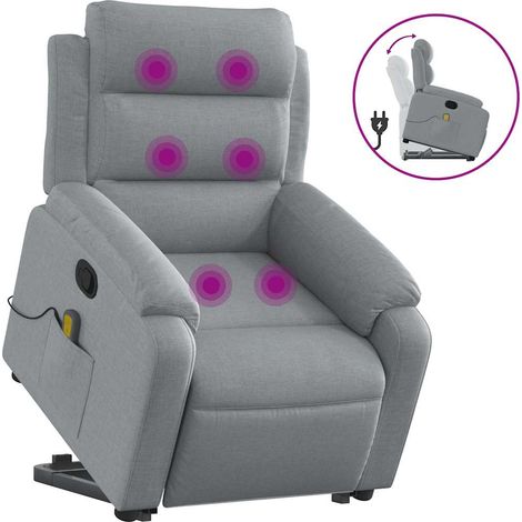 Maison Exclusive - Massagesessel mit Aufstehhilfe Hellgrau Stoff
