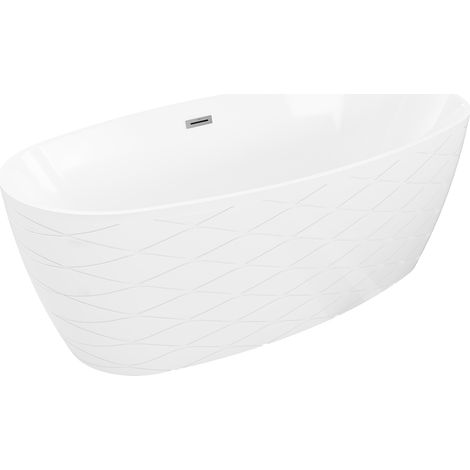 Mexen Olea freistehende gerillte Badewanne 170 x 80 cm, weiß, Überlauf gun metal - 52821708000-95 (1/5)