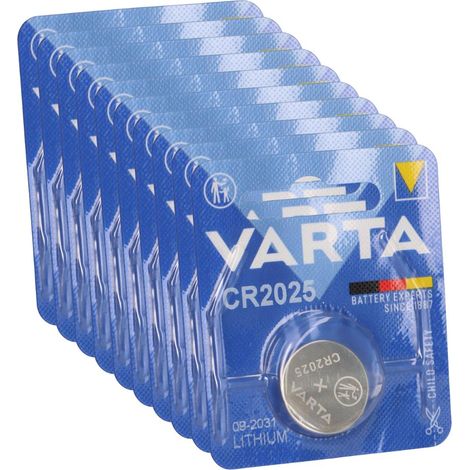 10x VARTA CR2025 Lithium-Knopfzelle 3V 1er Blister (1/5)