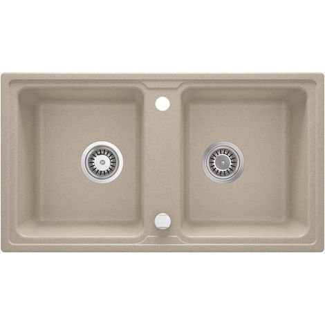 Lavello cucina in granito con 2 vasche 78x43.5 cm sabbia - Zeno