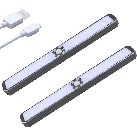 Vtizikl Barre d'éclairage LED sous les armoires, lumière de placard à détecteur de mouvement USB rechargeable sous les lumières de comptoir, lumières de cuisine magnétiques, lumières adhésives pour ar (1/5)