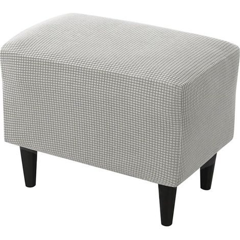 1 Housse Ottomane Carré Extensible Jacquard, Fond Élastique Antidérapante, Protection Meubles, Gris Clair (1/5)