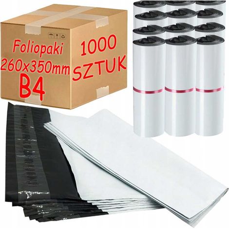 Buste postali in polietilene bianche formato B4 260x350 mm - 1000 pezzi.
