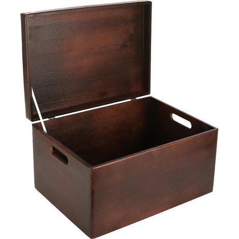 Boîte de Rangement en Bois avec Poignées Marron 40 x 30 x 24 cm