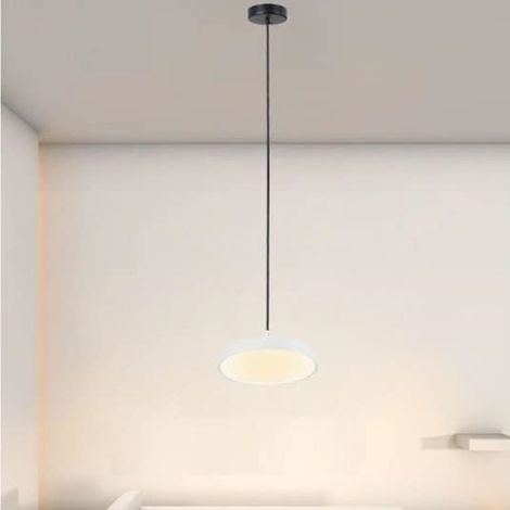 TRADE SHOP - Lampadario A Sospensione Led 40w Bianco Cerchio Tondo Moderno Minimal Luce 4000k 32873 - (1/4)
