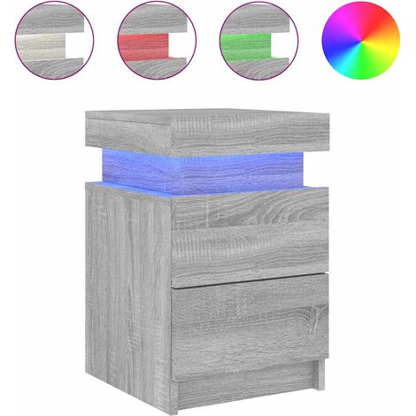 Maison Exclusive - Nachttisch mit LED-Leuchten Grau Sonoma 35x39x