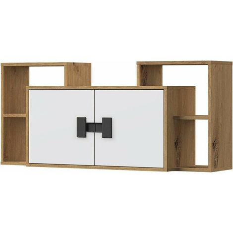 Armoire murale Florevi 107, Mat blanc + Chêne Artisan, 53x120cm, Le nombre de portes: 232cm, Disponible, Stratifié