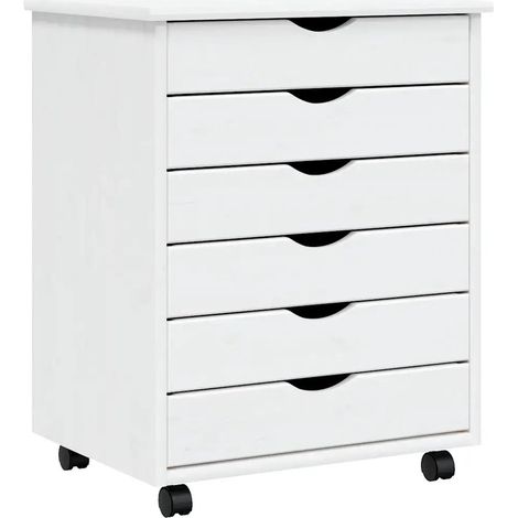 Carrello portaoggetti con cassetti 53 x 39 x 65,5 cm pratico spazio contenitivo stile rustico legno di pino bianco 020047160