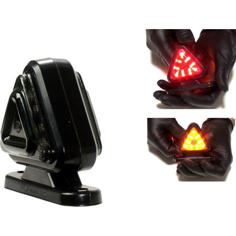 Feu gabarit LED fumé, type « corne », 12–24 V, orange et rouge, forme triangulaire - pour remorques, plateaux, camions, etc.