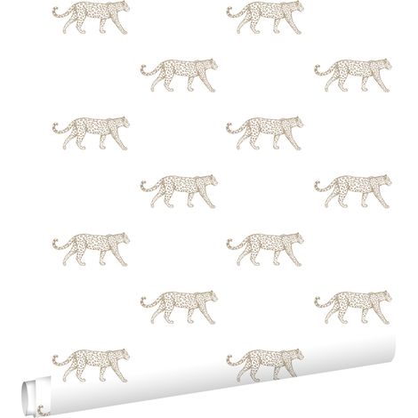 papier peint léopards blanc et beige - ESTAhome (1/5)